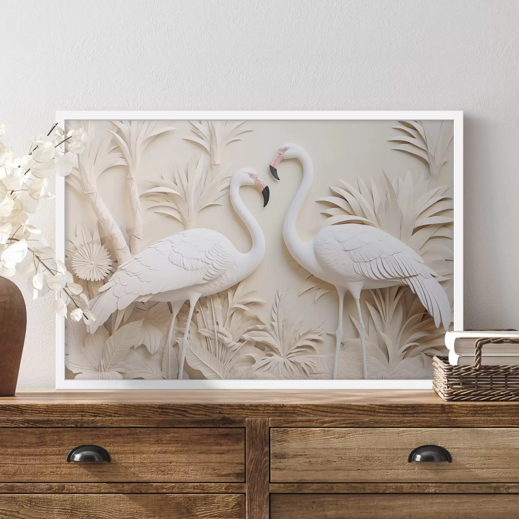 Fototapete Ein Paar weiße Flamingos f50303