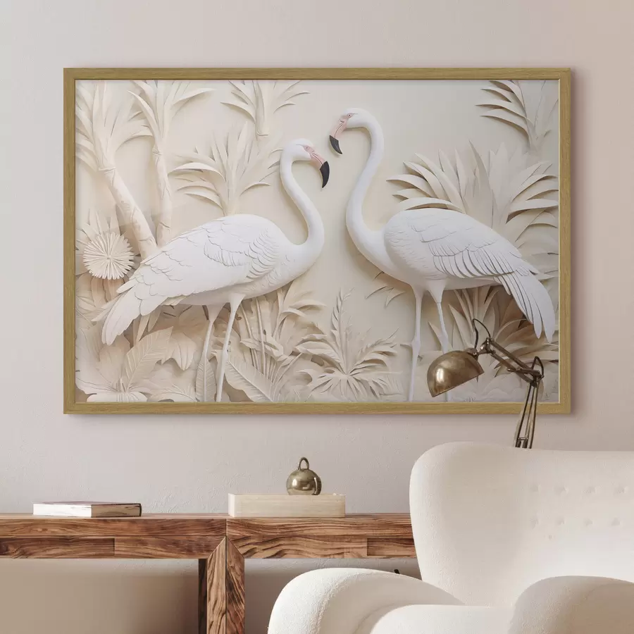 Fototapete Ein Paar weiße Flamingos f50303