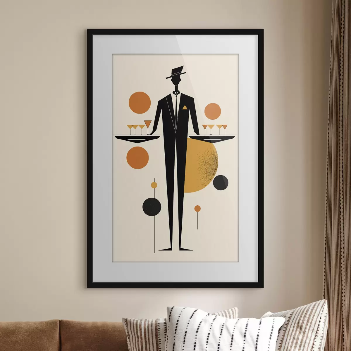 Poster Abstrakter Kellner mit Weingläsern f50328