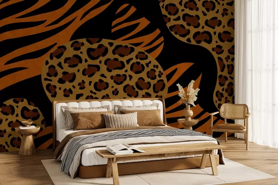 Fototapete Von Wildtieren inspirierte Leoparden- und Tigermuster w05759