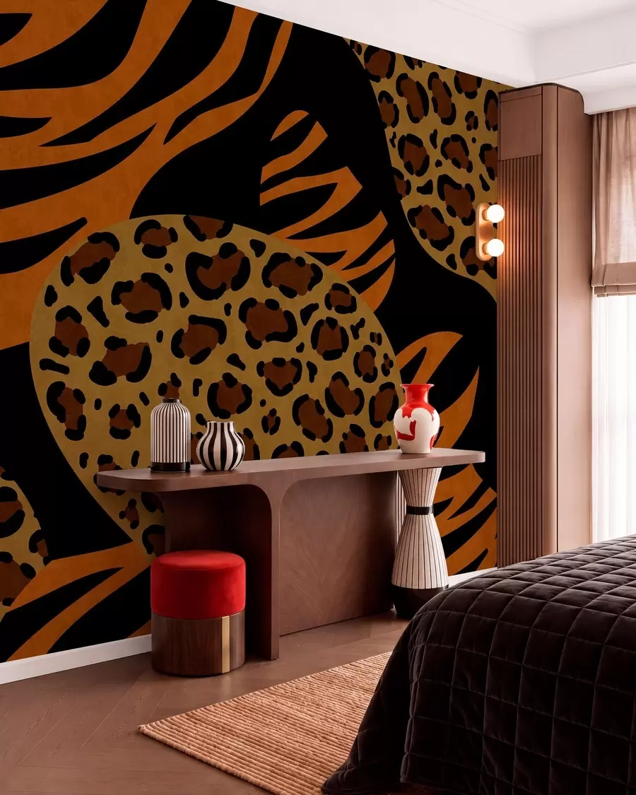 Fototapete Von Wildtieren inspirierte Leoparden- und Tigermuster w05759
