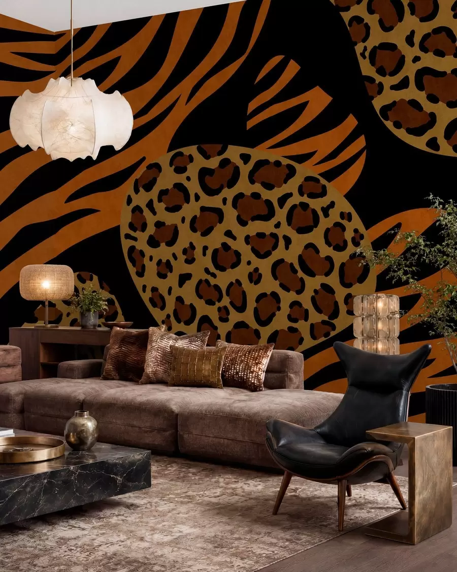 Fototapete Von Wildtieren inspirierte Leoparden- und Tigermuster w05759