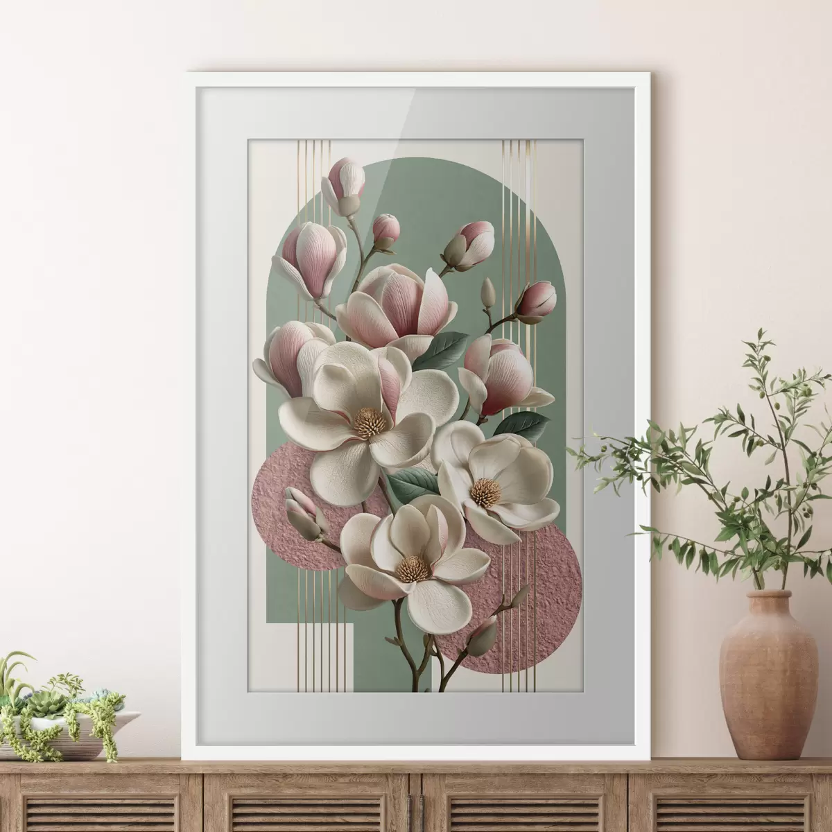 Poster Abstraktion mit Magnolie f50167