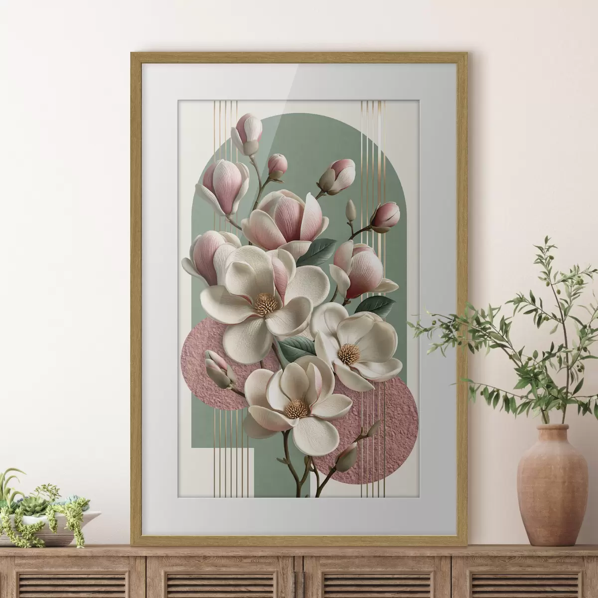 Poster Abstraktion mit Magnolie f50167