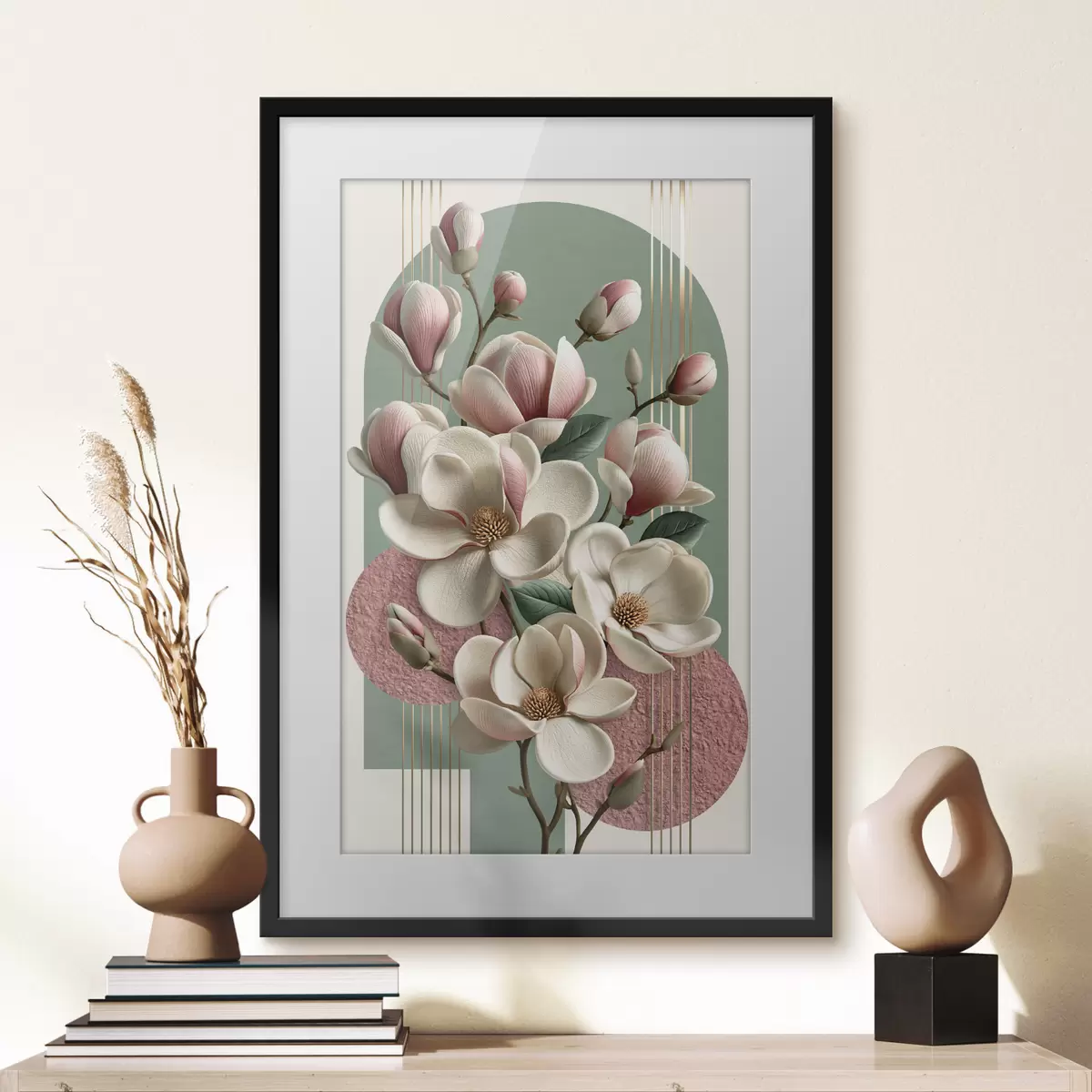 Poster Abstraktion mit Magnolie f50167