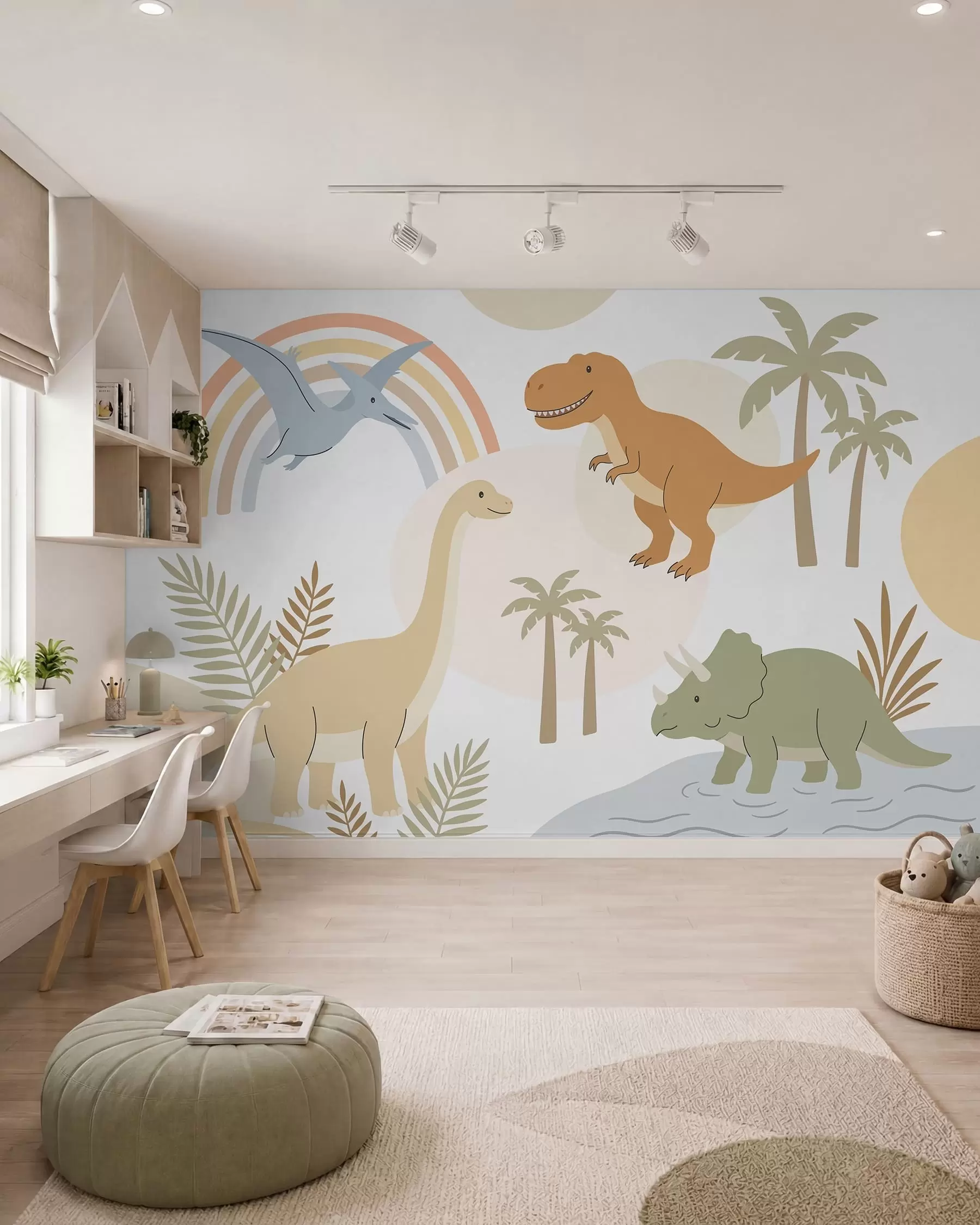 Fototapete Dinos und Regenbogen w05842