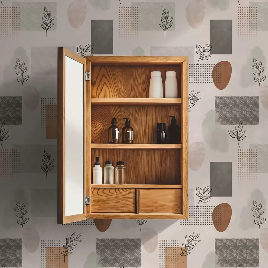 Fototapete Abstrakte Komposition mit Blättern und geometrischen Formen a01257