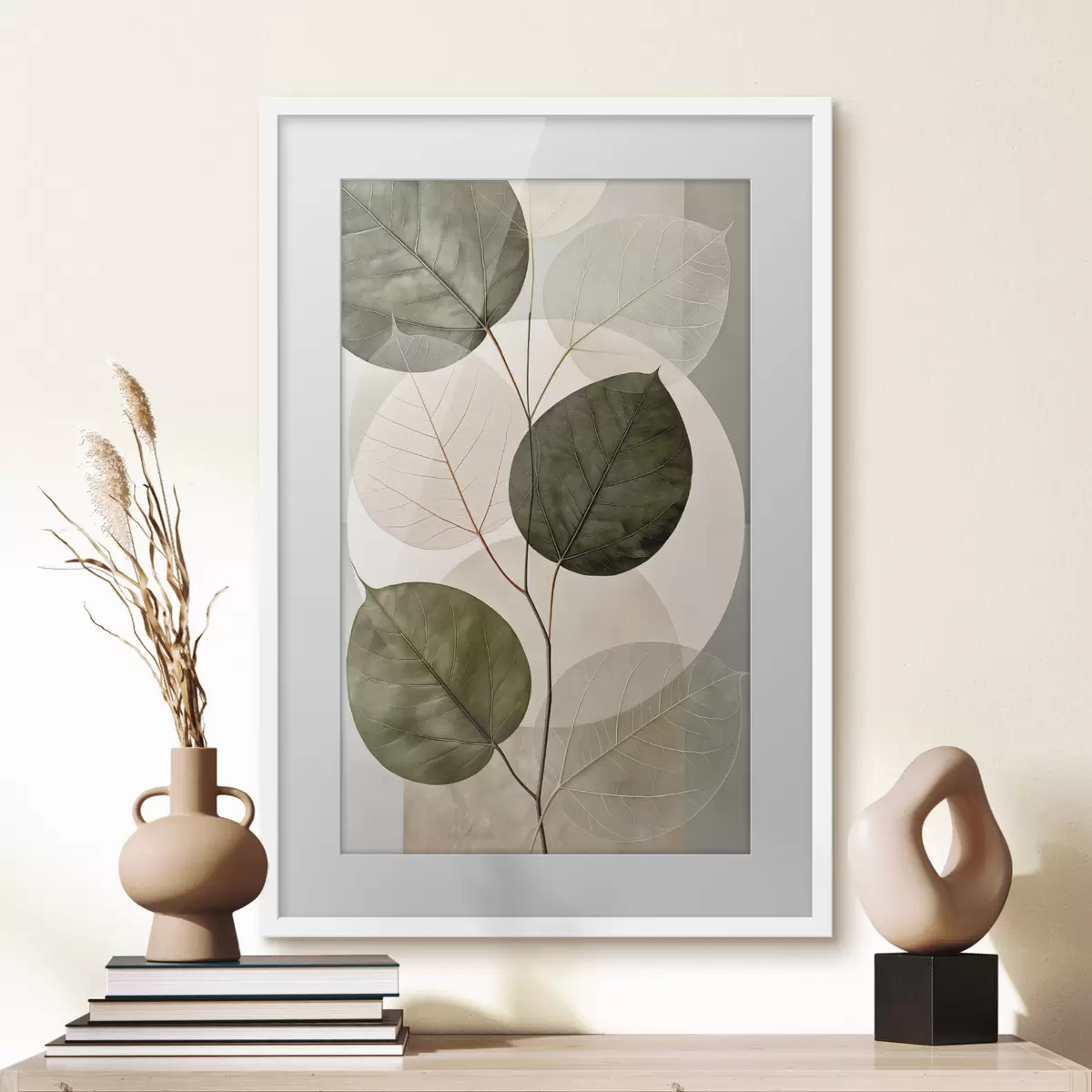Poster Blätter mit geometrischen Formen f50370