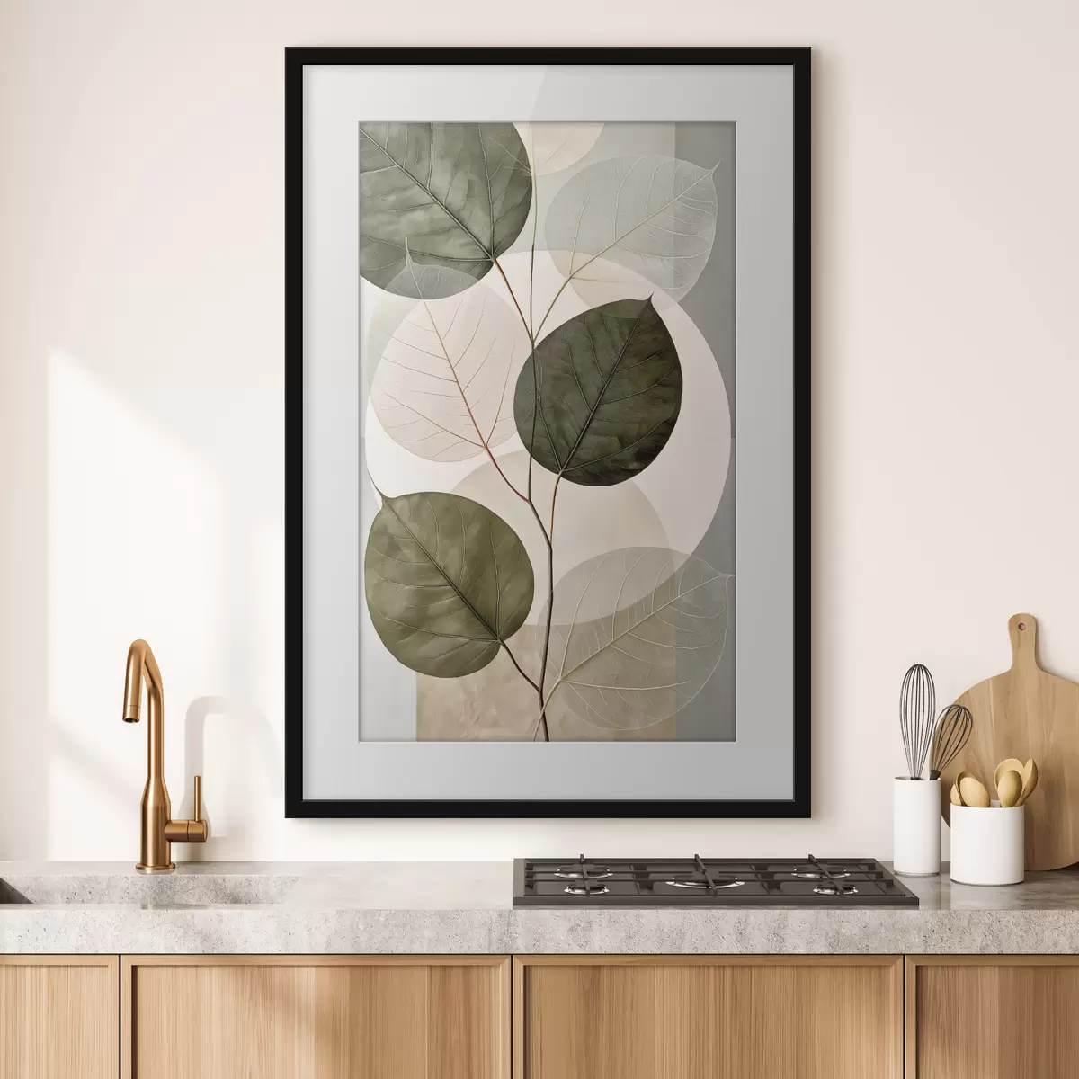 Poster Blätter mit geometrischen Formen f50370