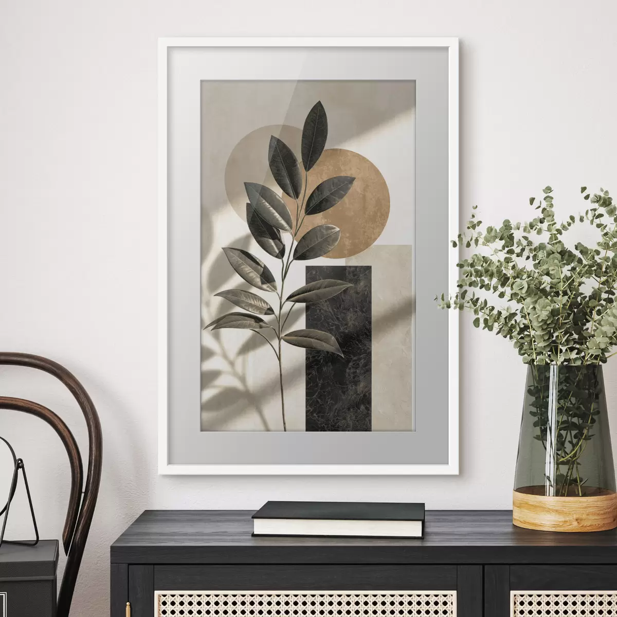 Poster Zweig mit geometrischen Formen f50460