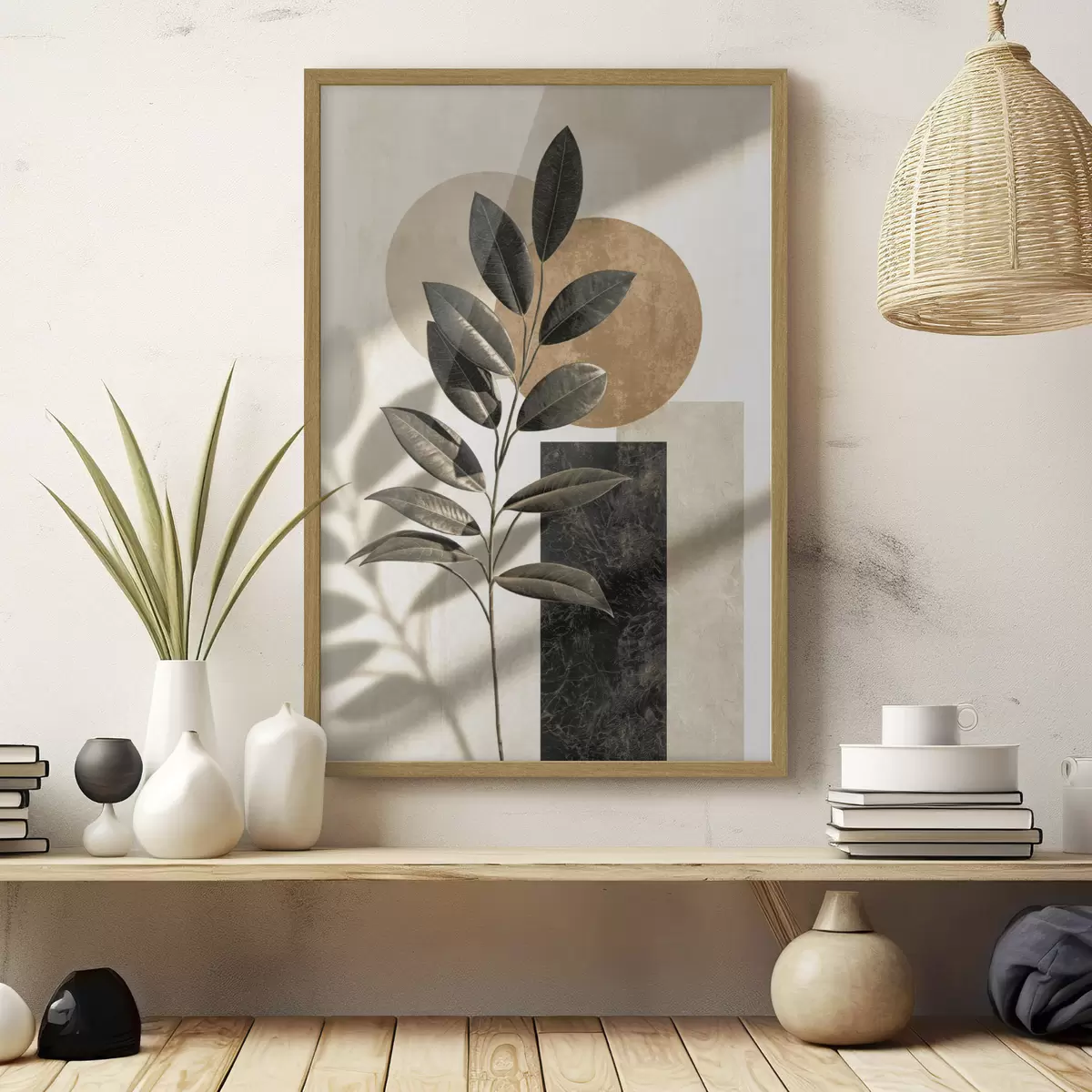 Poster Zweig mit geometrischen Formen f50460