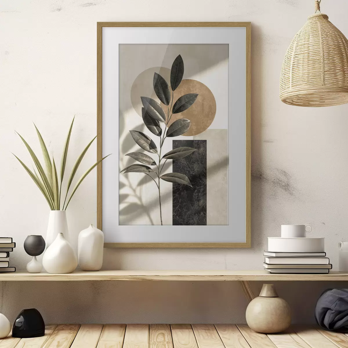 Poster Zweig mit geometrischen Formen f50460