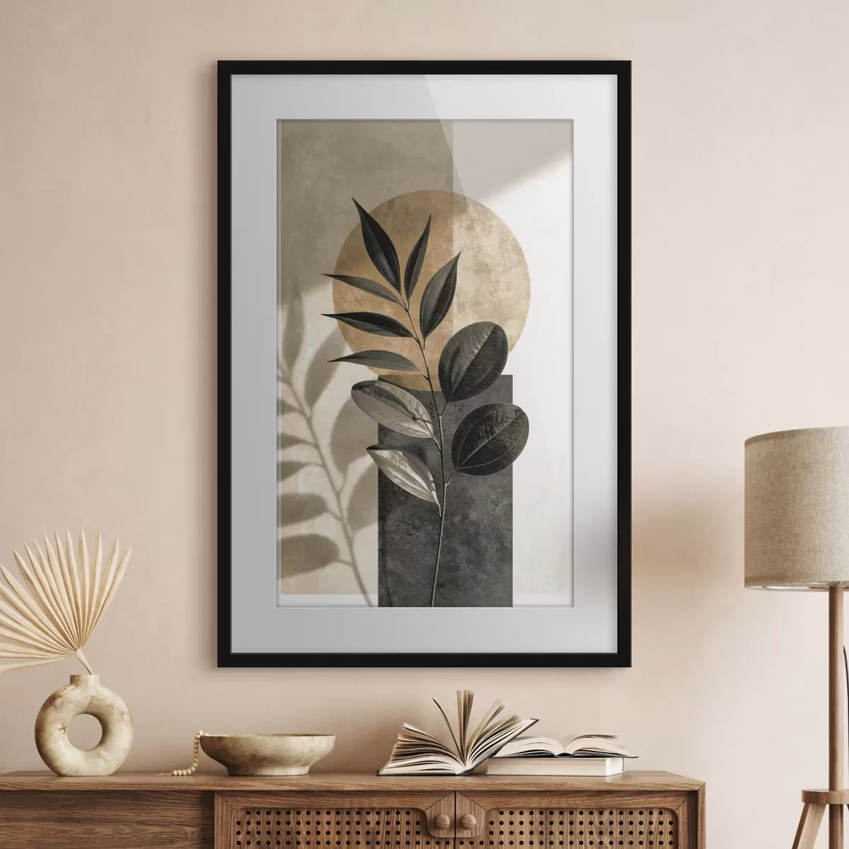 Poster Zweig mit geometrischen Formen f50461