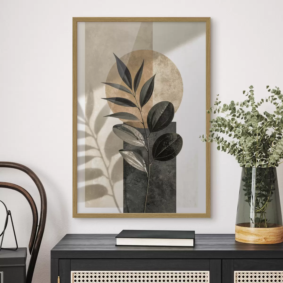 Poster Zweig mit geometrischen Formen f50461