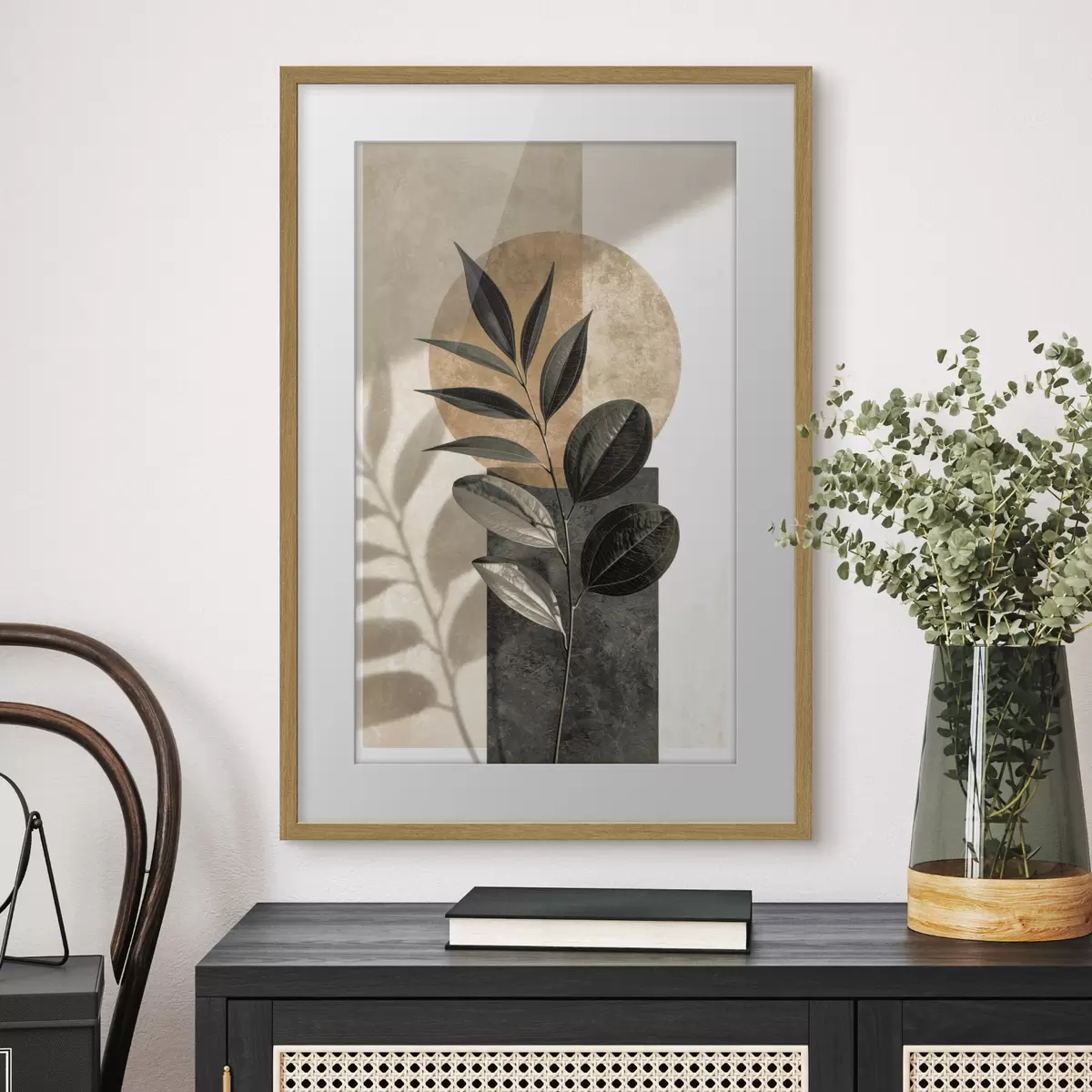 Poster Zweig mit geometrischen Formen f50461