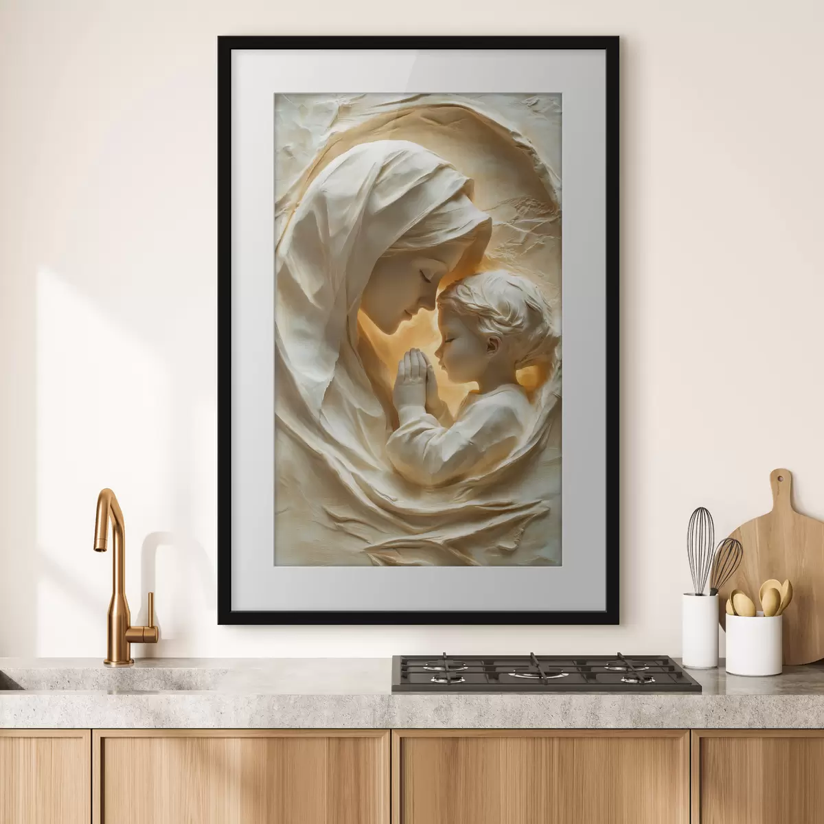 Poster Frau und Kind inmitten fließender, dekorativer Formen f50433