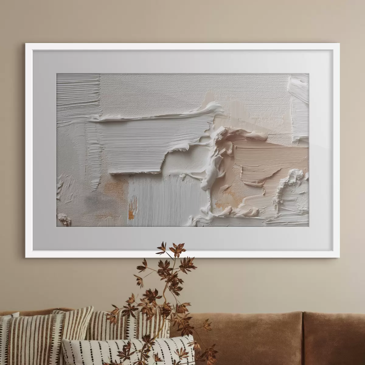 Poster Abstrakte Komposition mit dichten, leichten Pinselstrichen f50439