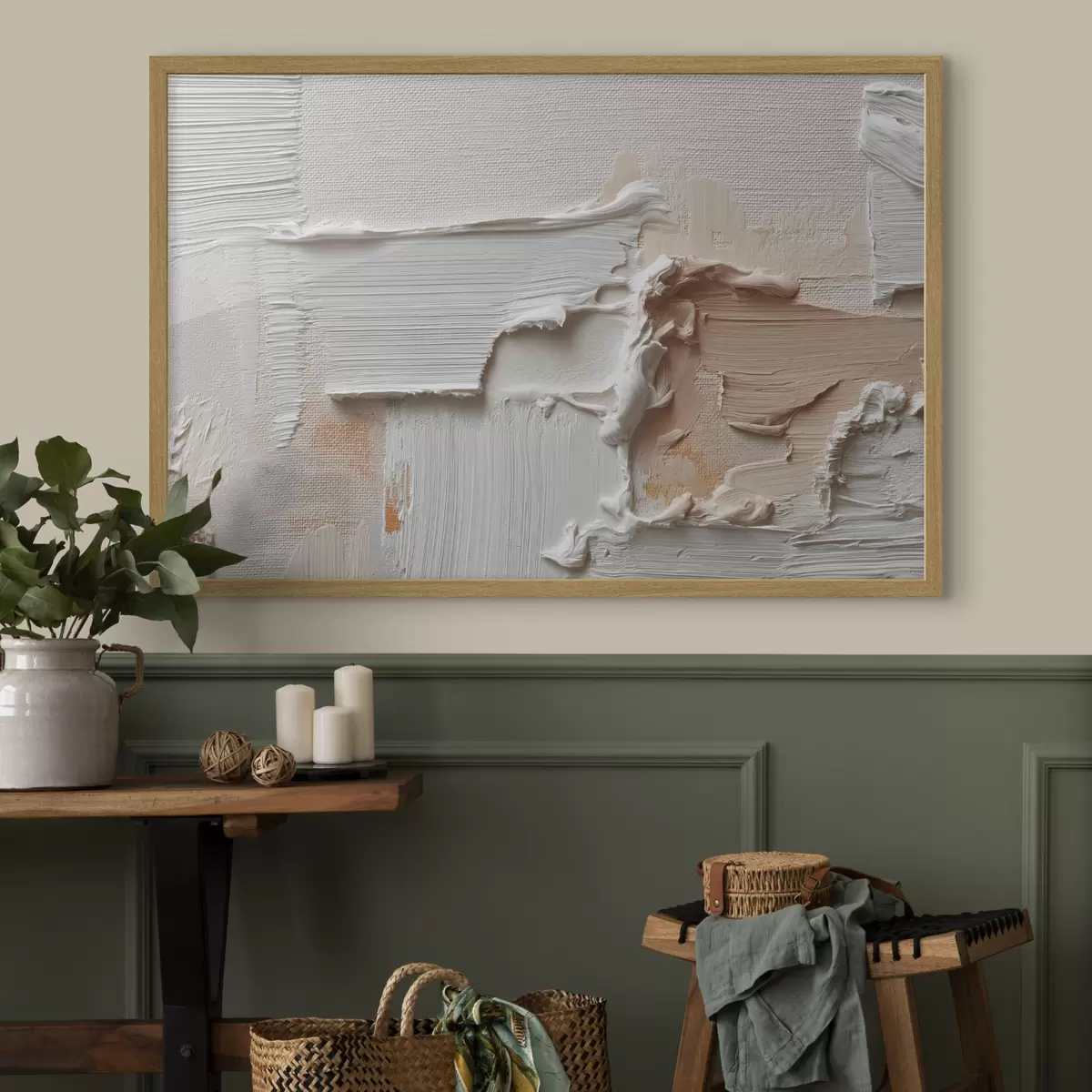 Poster Abstrakte Komposition mit dichten, leichten Pinselstrichen f50439