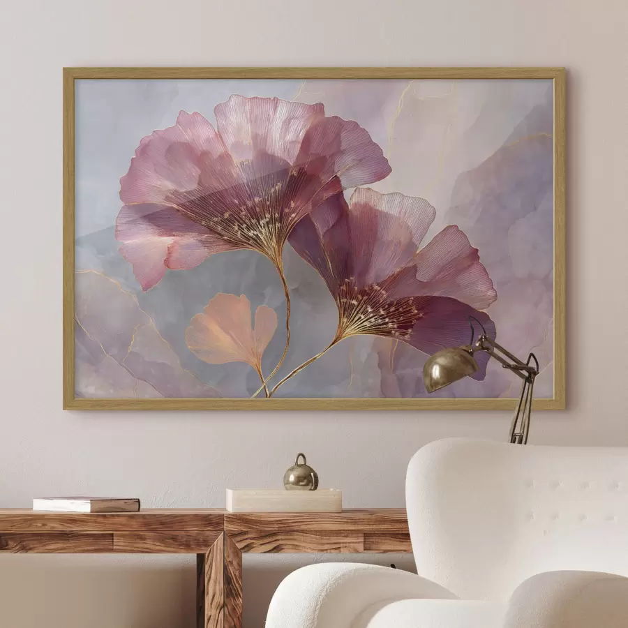 Fototapete Rosa, durchscheinende Blüten auf pastellfarbenem Hintergrund f50455