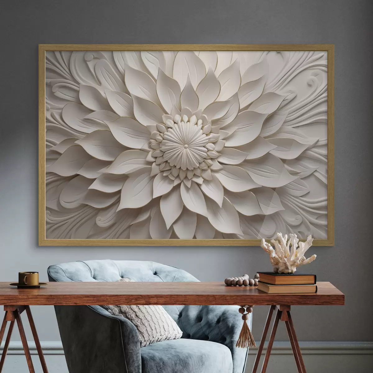 Poster Relief einer Perlendahlie f50402