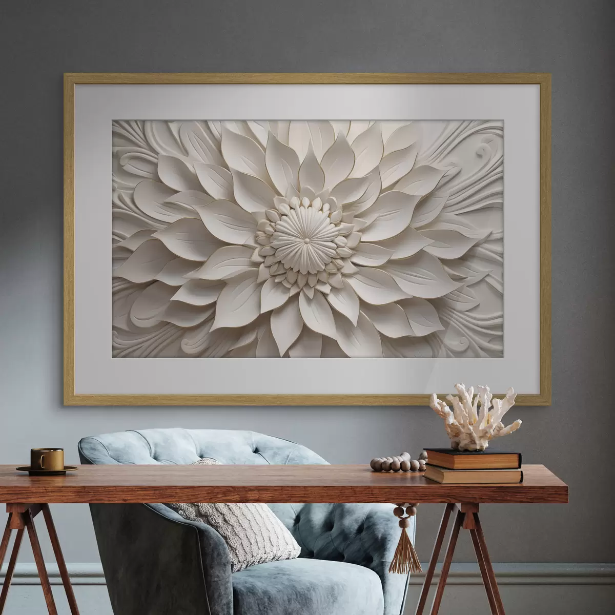 Poster Relief einer Perlendahlie f50402