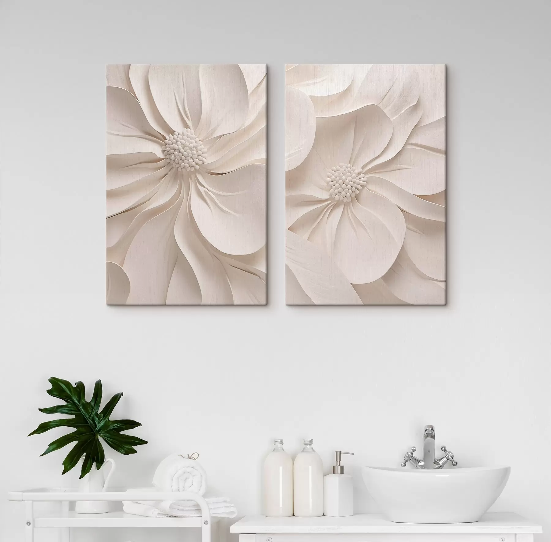 Fototapete Weißes Blumenrelief m30907