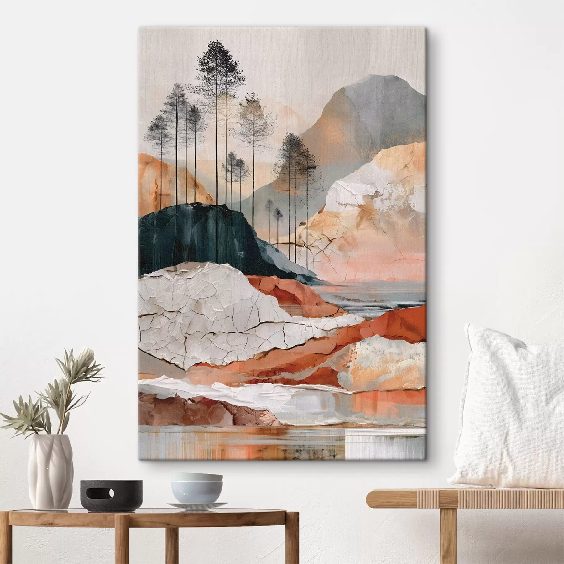 Fototapete Eine strukturierte, abstrakte Landschaft mit Bäumen s50475