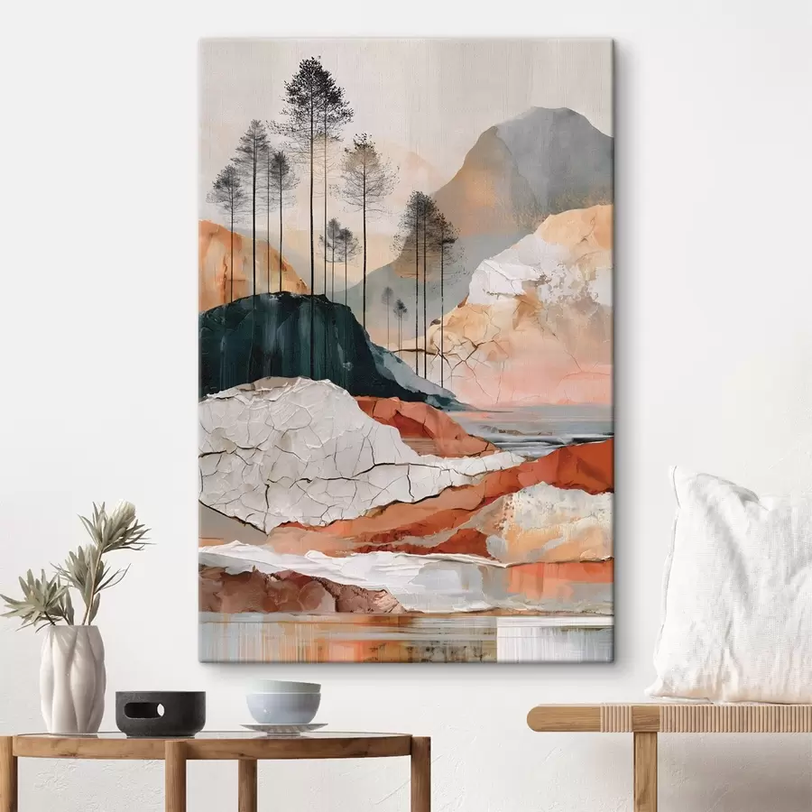 Fototapete Eine strukturierte, abstrakte Landschaft mit Bäumen s50475