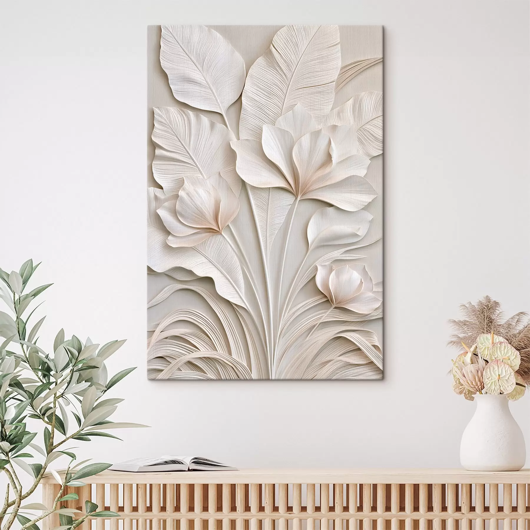 Fototapete Tropische Blumen im Flachrelief-Stil s50515