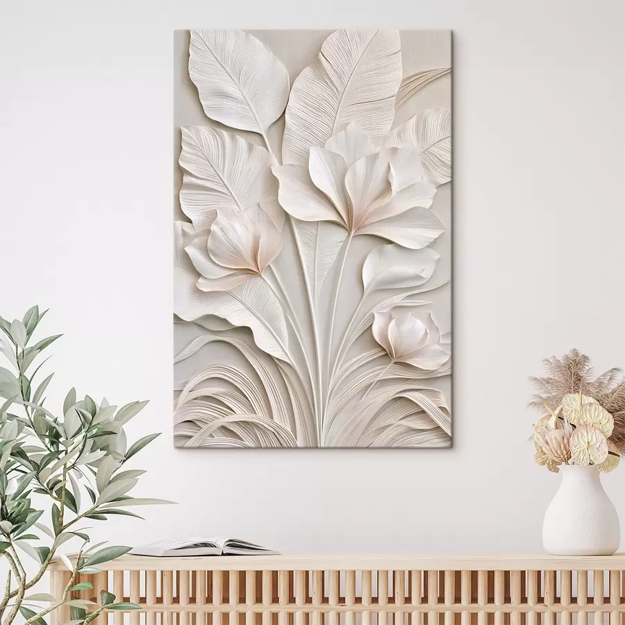 Fototapete Tropische Blumen im Flachrelief-Stil s50515