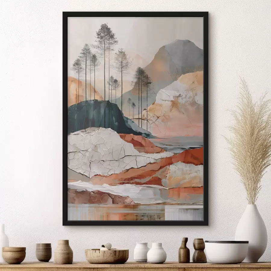 Fototapete Eine strukturierte, abstrakte Landschaft mit Bäumen f50475
