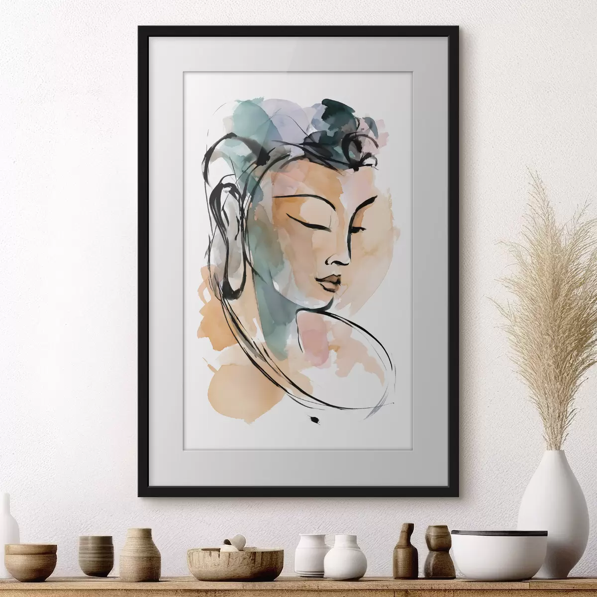 Poster Eine Zeichnung des Buddha im Aquarellstil f50481