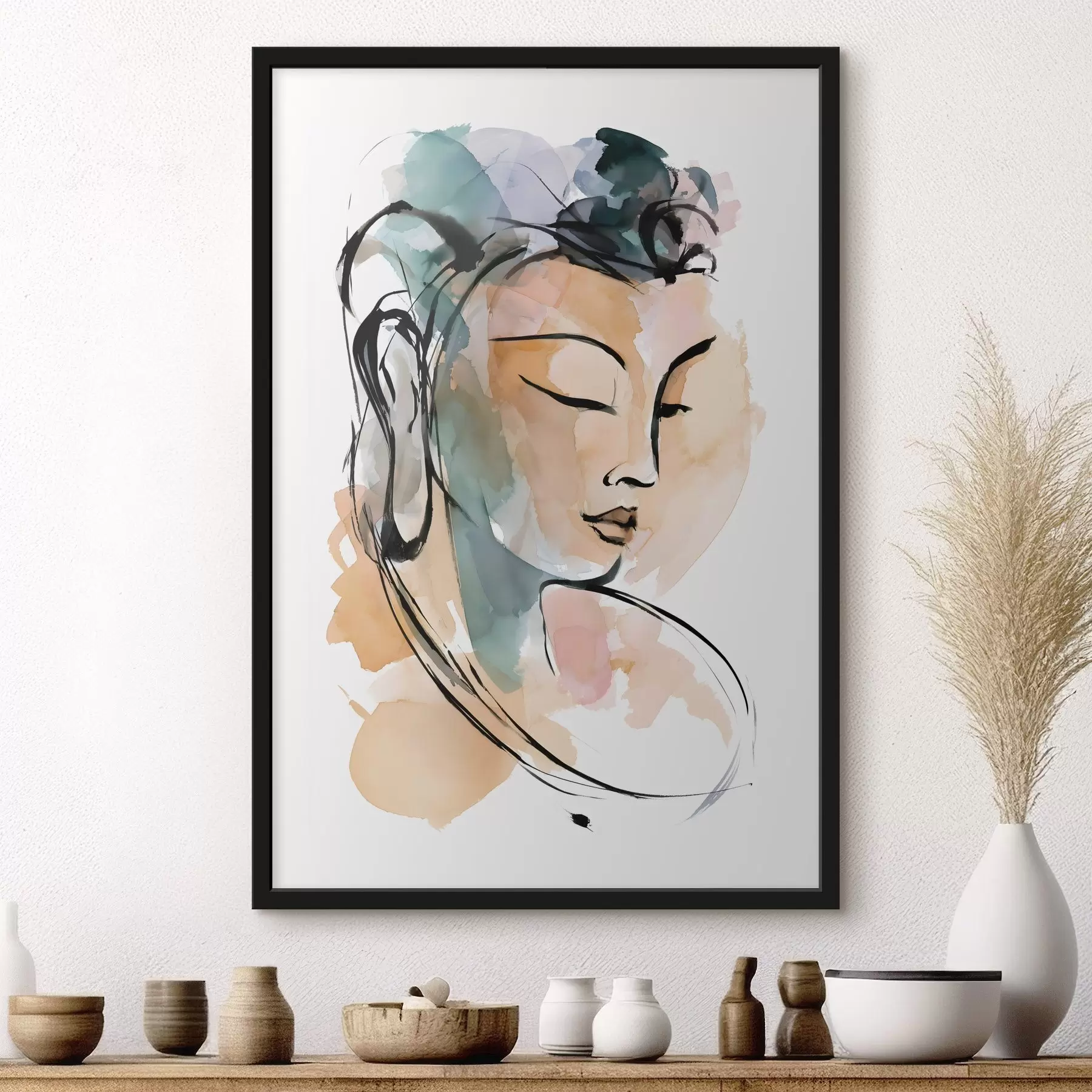 Fototapete Eine Zeichnung des Buddha im Aquarellstil f50481