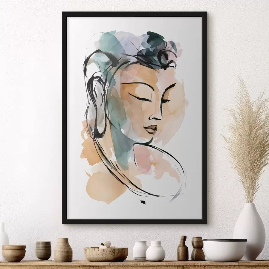 Fototapete Eine Zeichnung des Buddha im Aquarellstil f50481