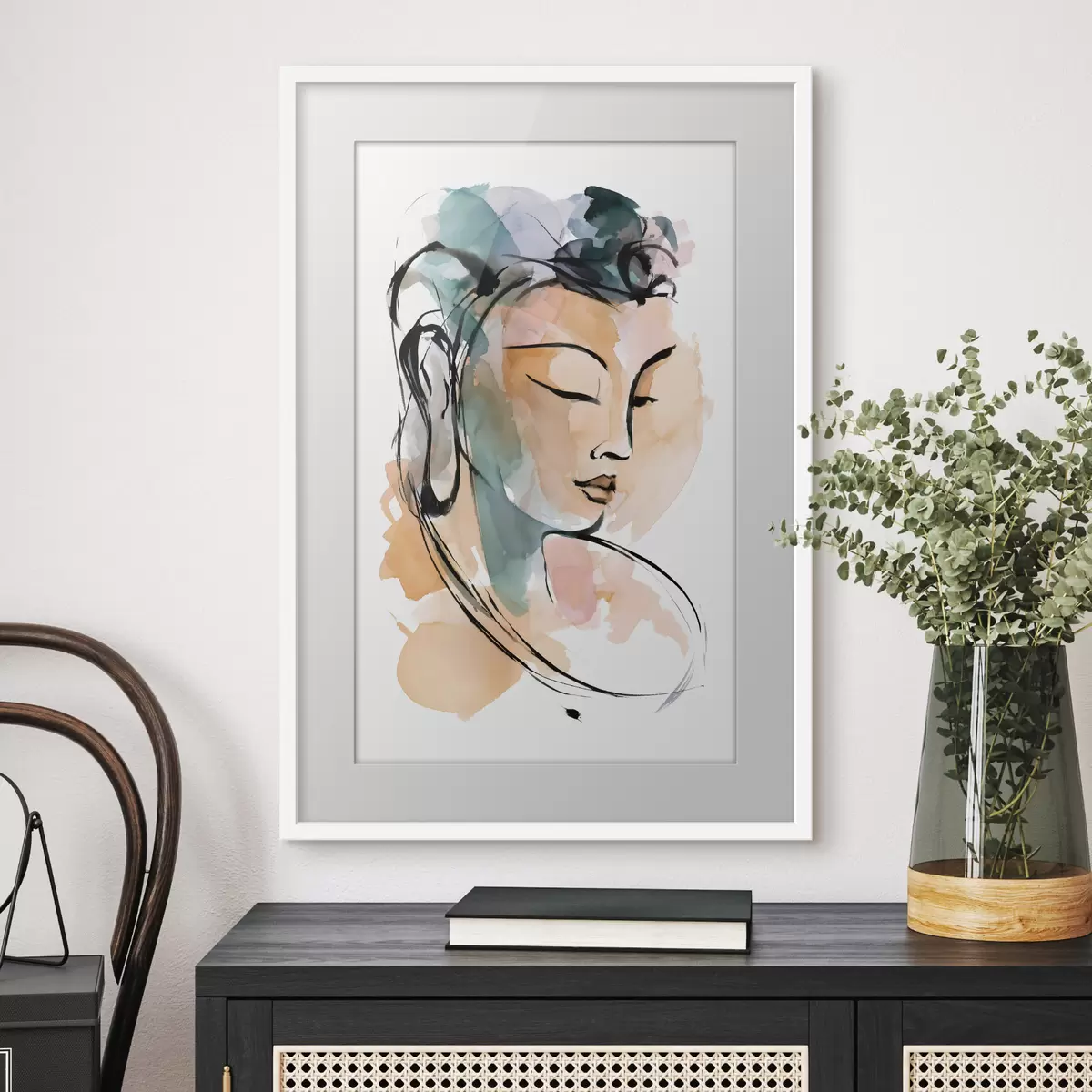 Poster Eine Zeichnung des Buddha im Aquarellstil f50481