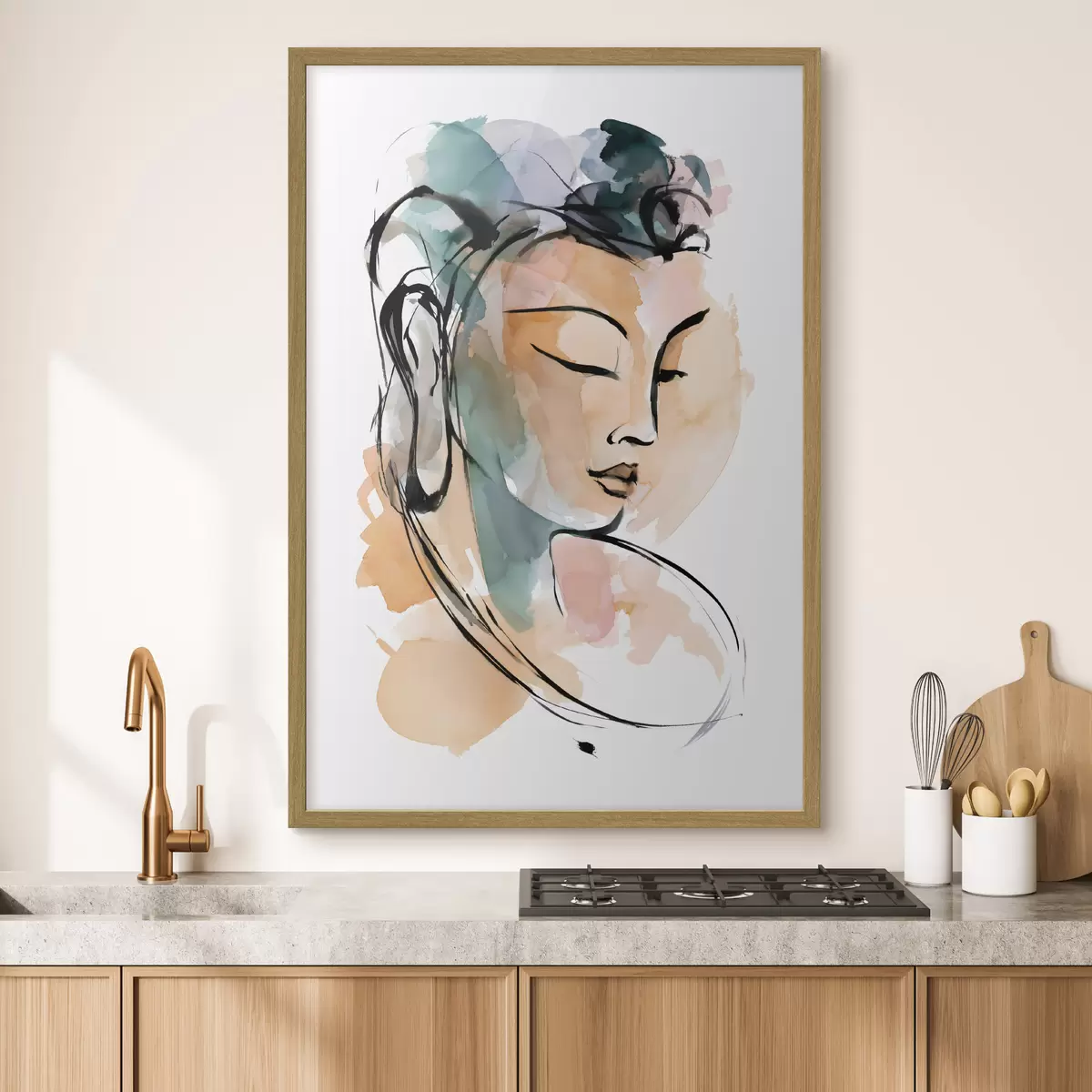 Poster Eine Zeichnung des Buddha im Aquarellstil f50481