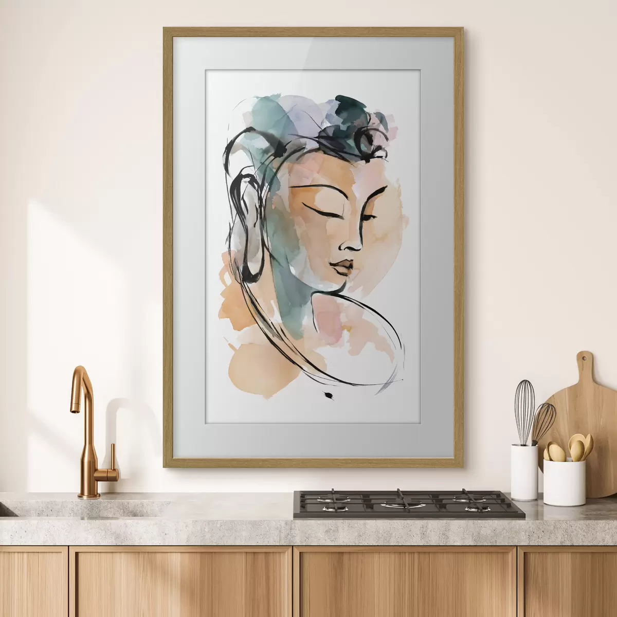 Poster Eine Zeichnung des Buddha im Aquarellstil f50481