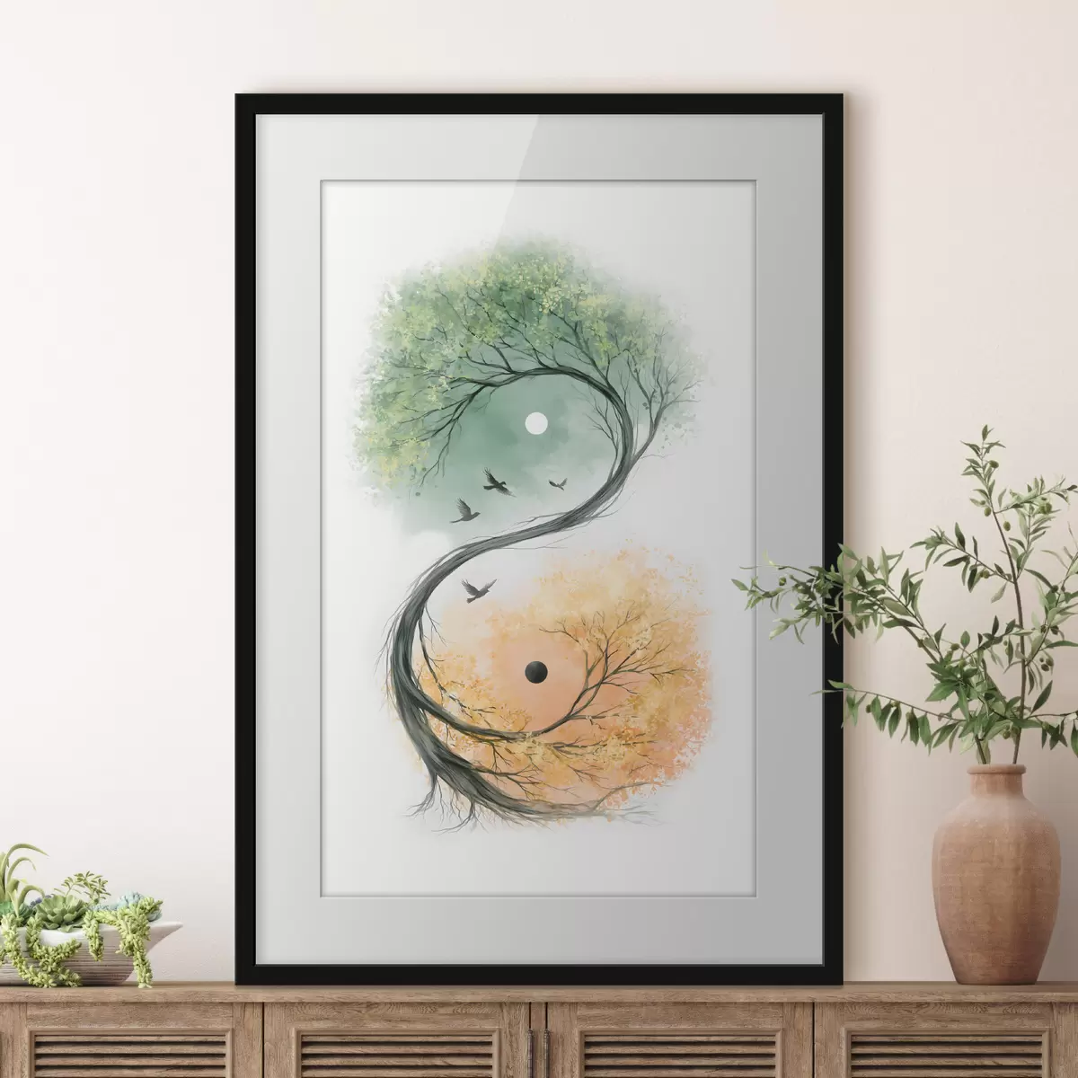 Poster Ein Baum, der die Form des Yin-Yang-Symbols annimmt f50482
