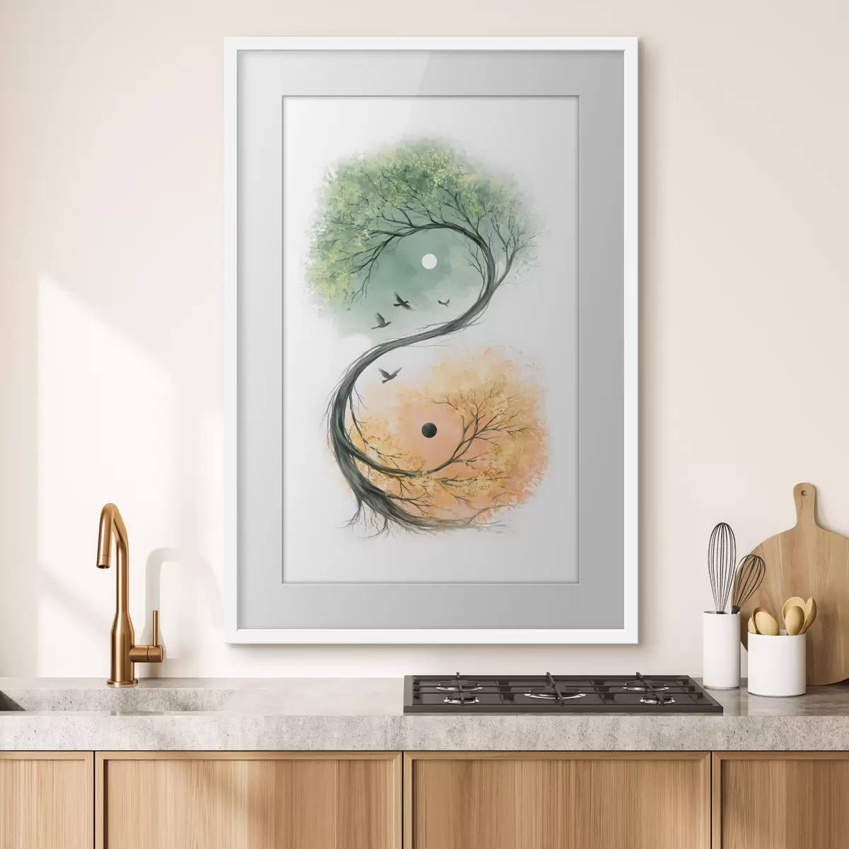 Poster Ein Baum, der die Form des Yin-Yang-Symbols annimmt f50482