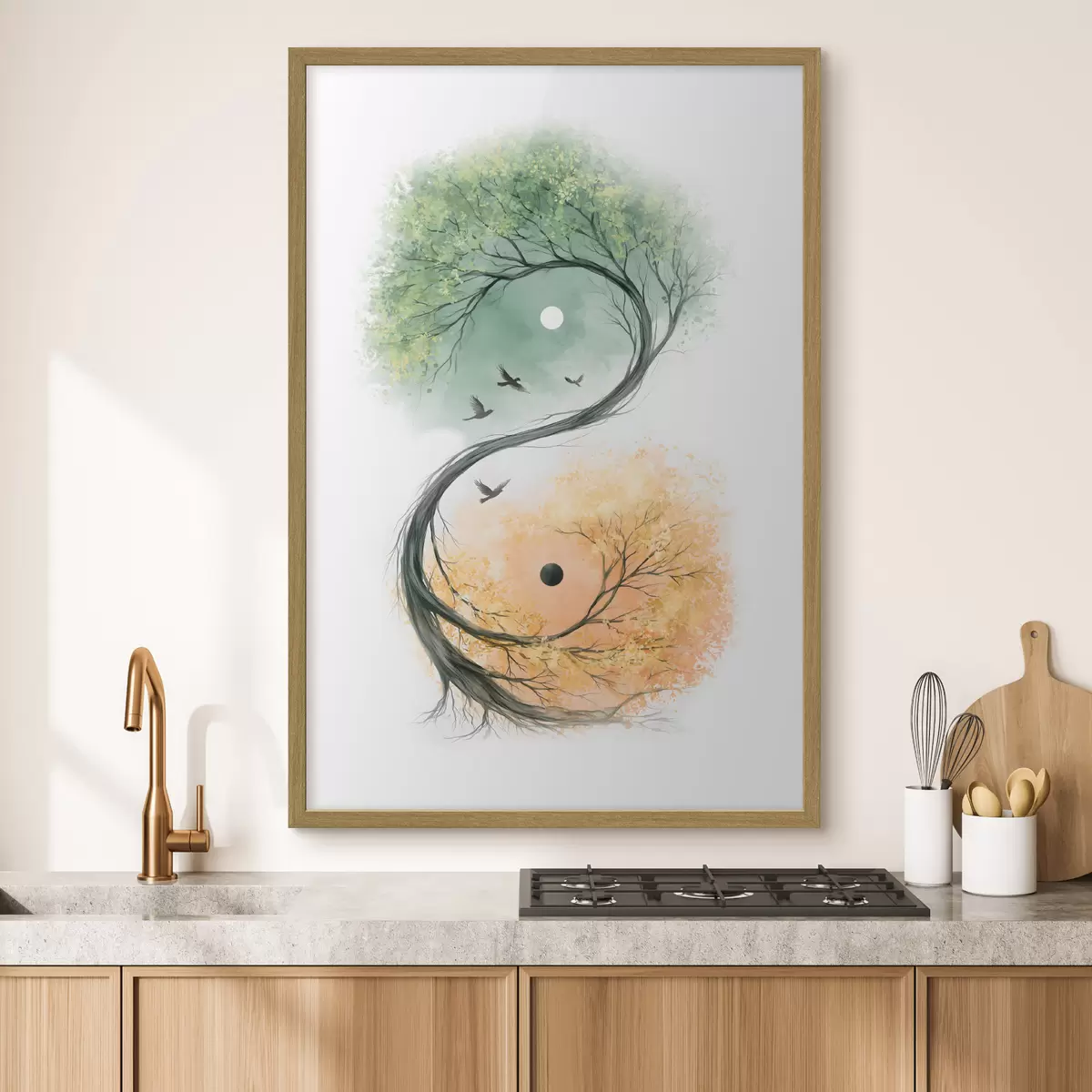 Poster Ein Baum, der die Form des Yin-Yang-Symbols annimmt f50482