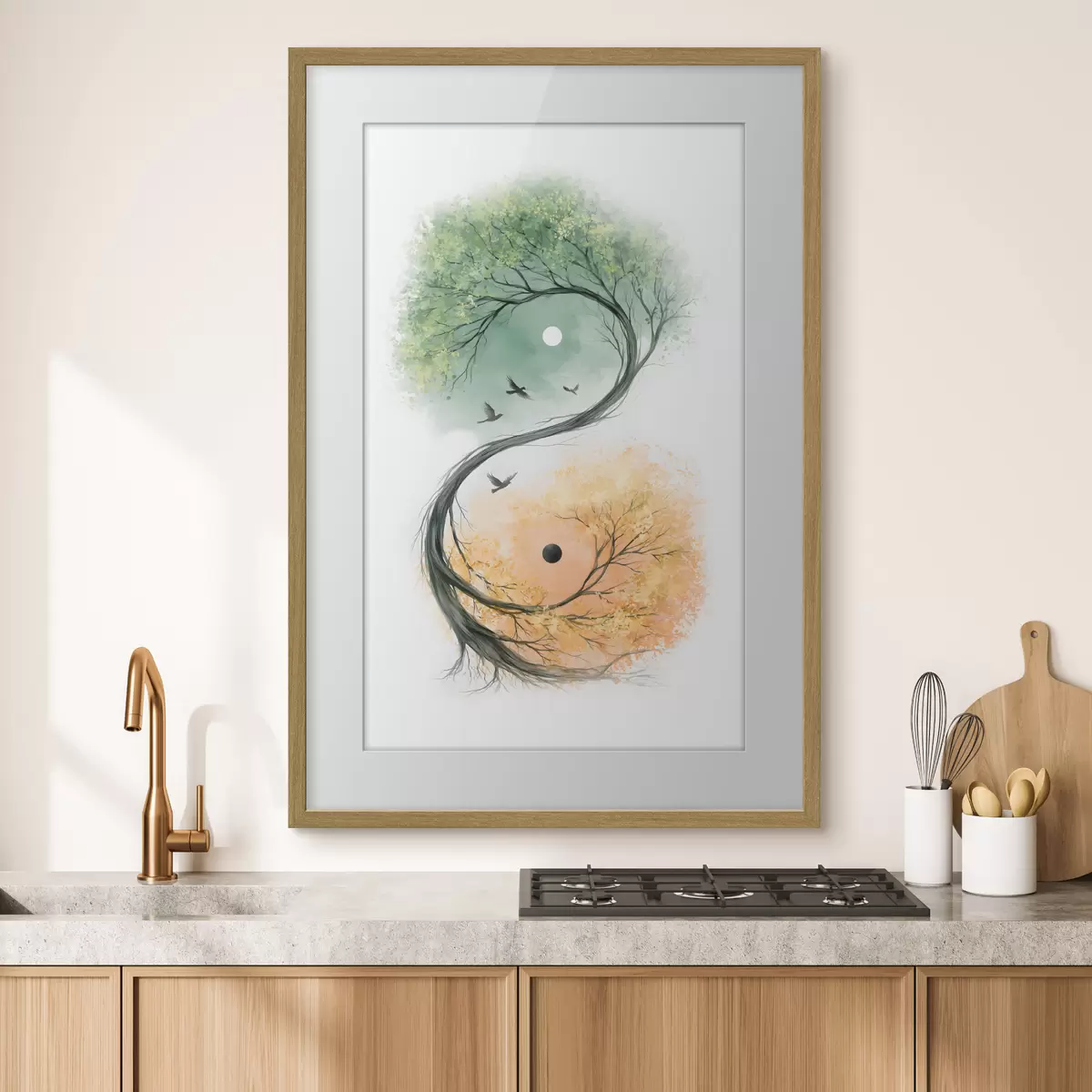 Poster Ein Baum, der die Form des Yin-Yang-Symbols annimmt f50482