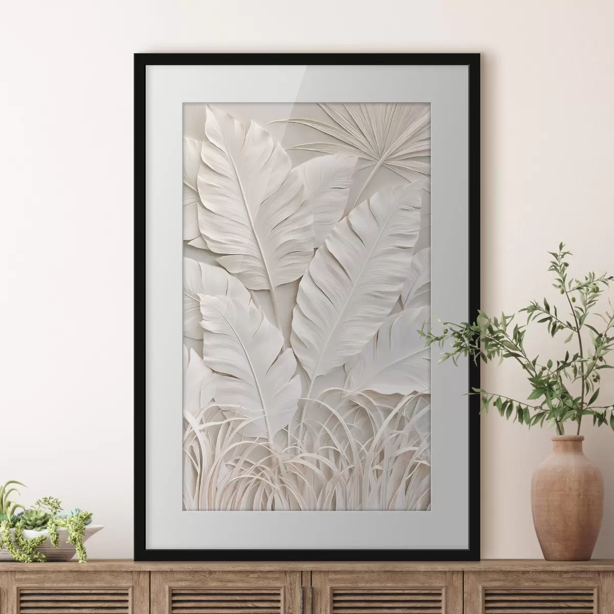 Poster Tropische Blätter im Flachrelief-Stil f50513