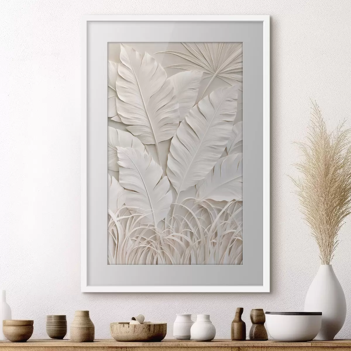 Poster Tropische Blätter im Flachrelief-Stil f50513