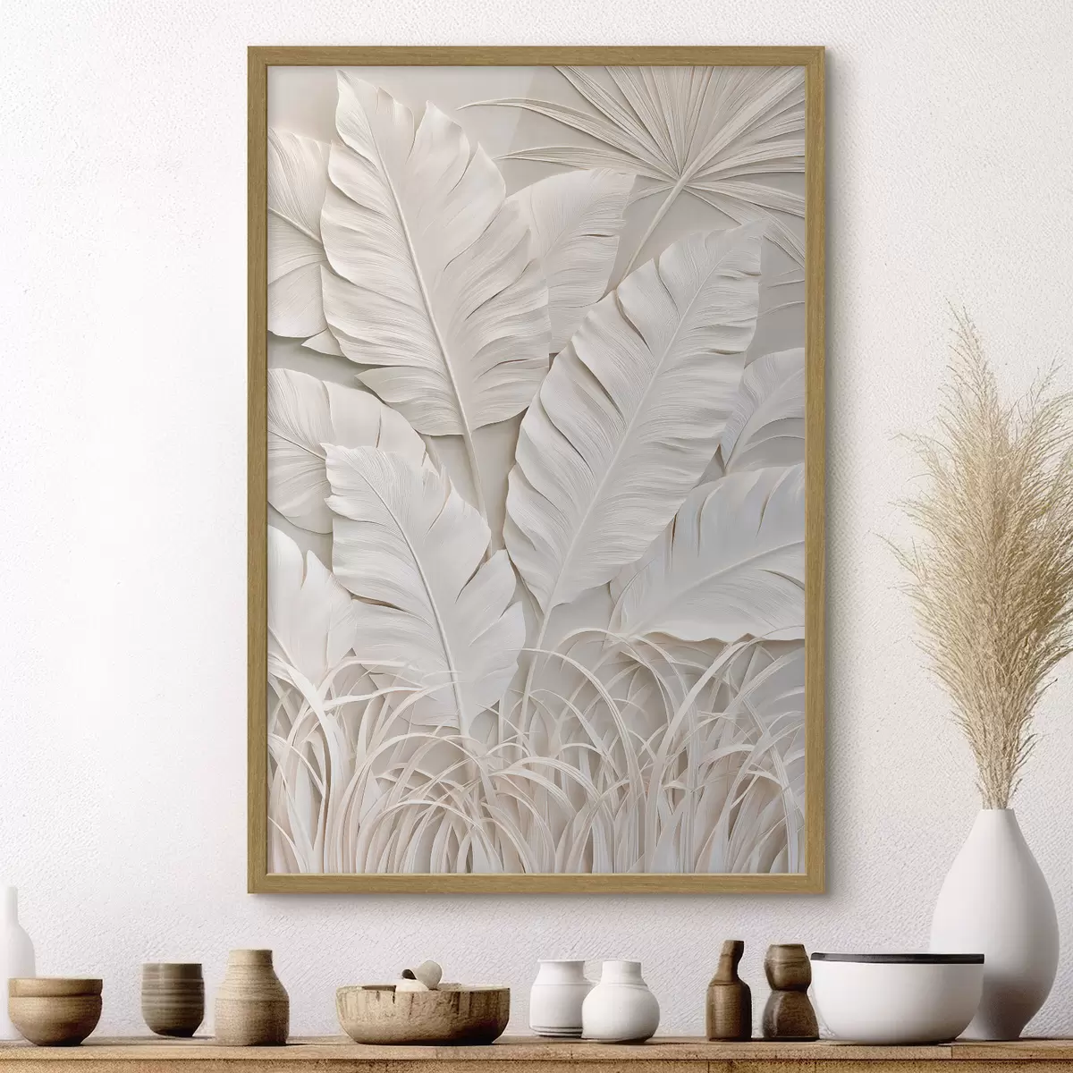 Poster Tropische Blätter im Flachrelief-Stil f50513