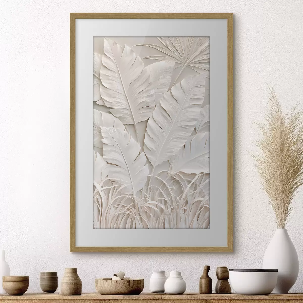 Poster Tropische Blätter im Flachrelief-Stil f50513