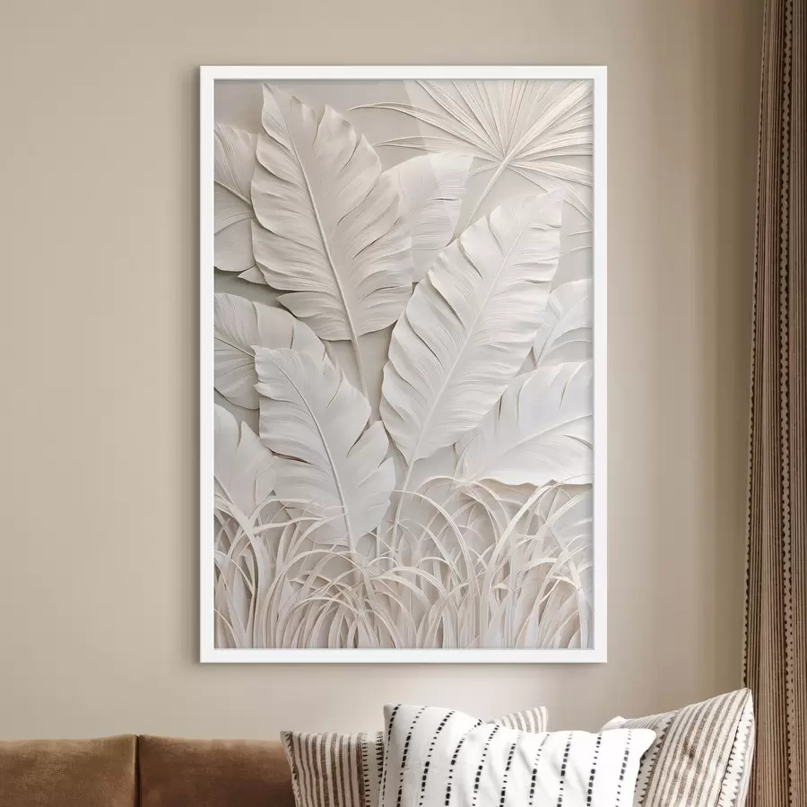 Fototapete Tropische Blätter im Flachrelief-Stil f50513
