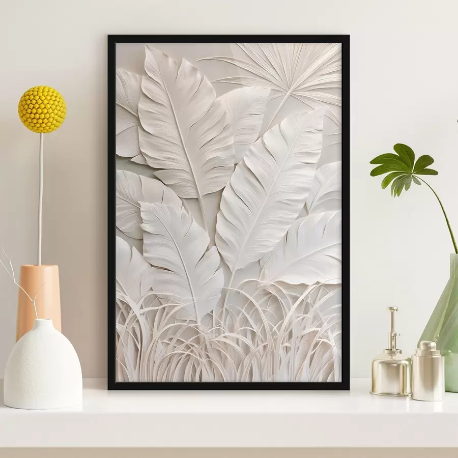 Fototapete Tropische Blätter im Flachrelief-Stil f50513