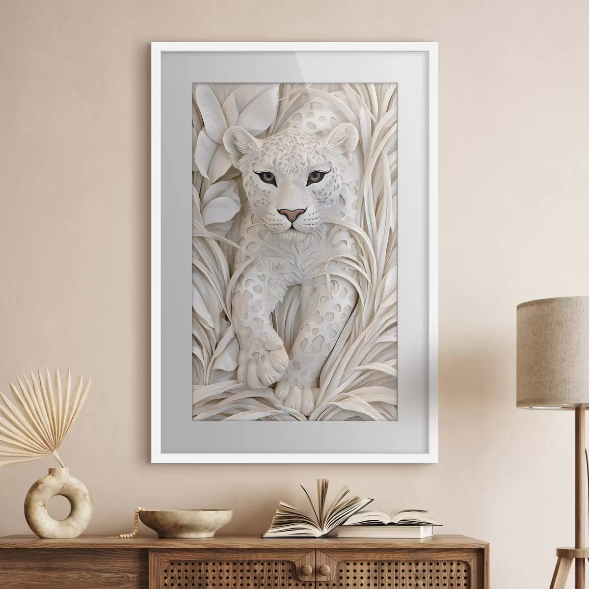 Poster Ein Leopard im Flachrelief-Stil f50514