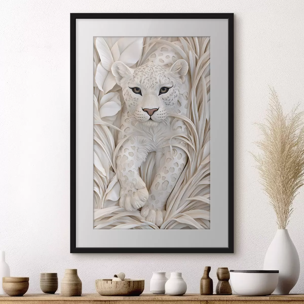 Poster Ein Leopard im Flachrelief-Stil f50514