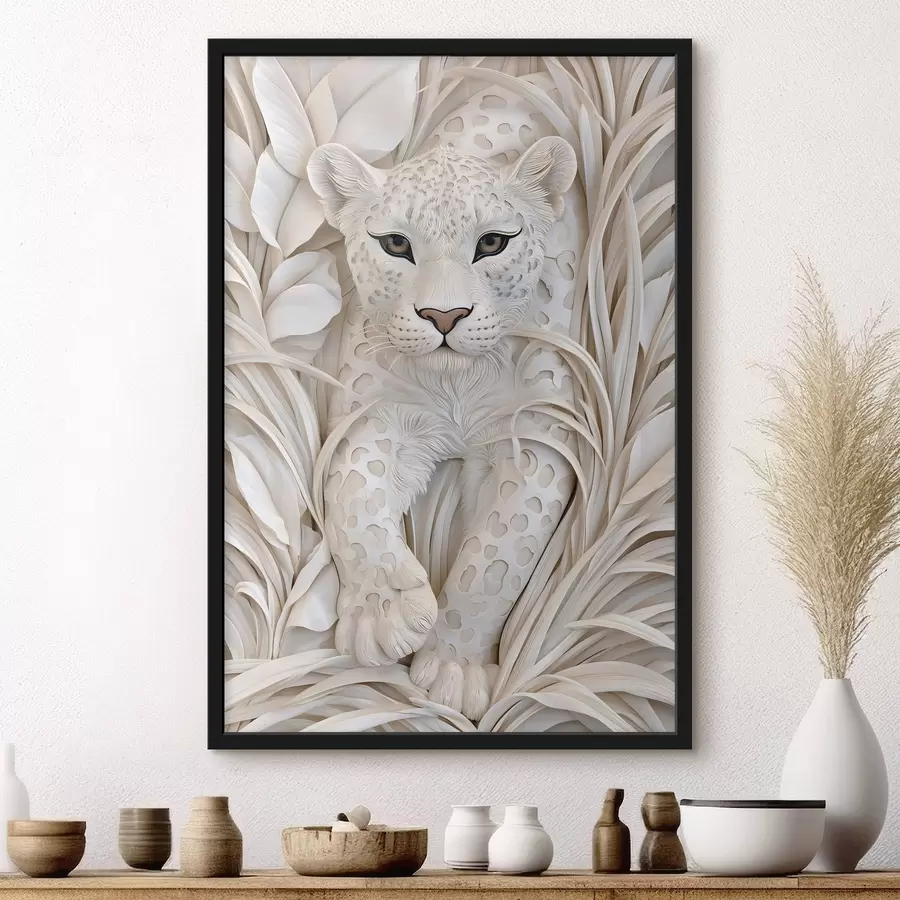 Fototapete Ein Leopard im Flachrelief-Stil f50514